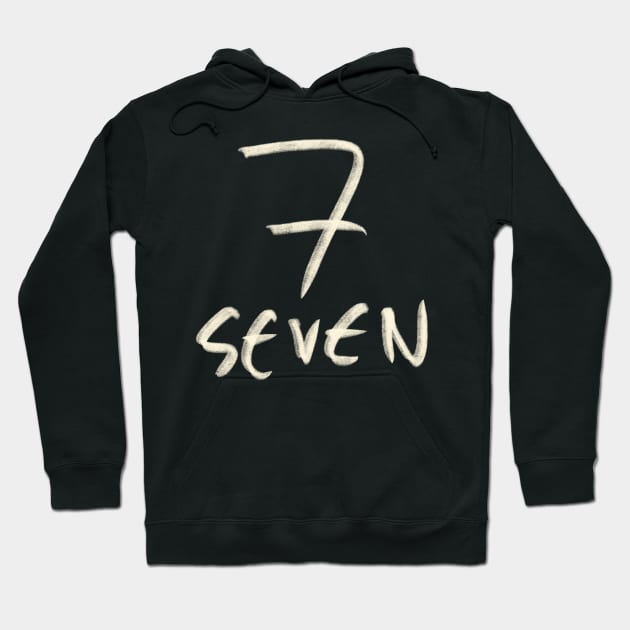 Hand Drawn Letter Number 7 Seven Hoodie by Saestu Mbathi